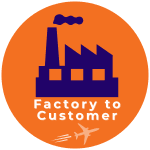 Factory to Customer shipping icon with airplane – blind shipping direct from China
