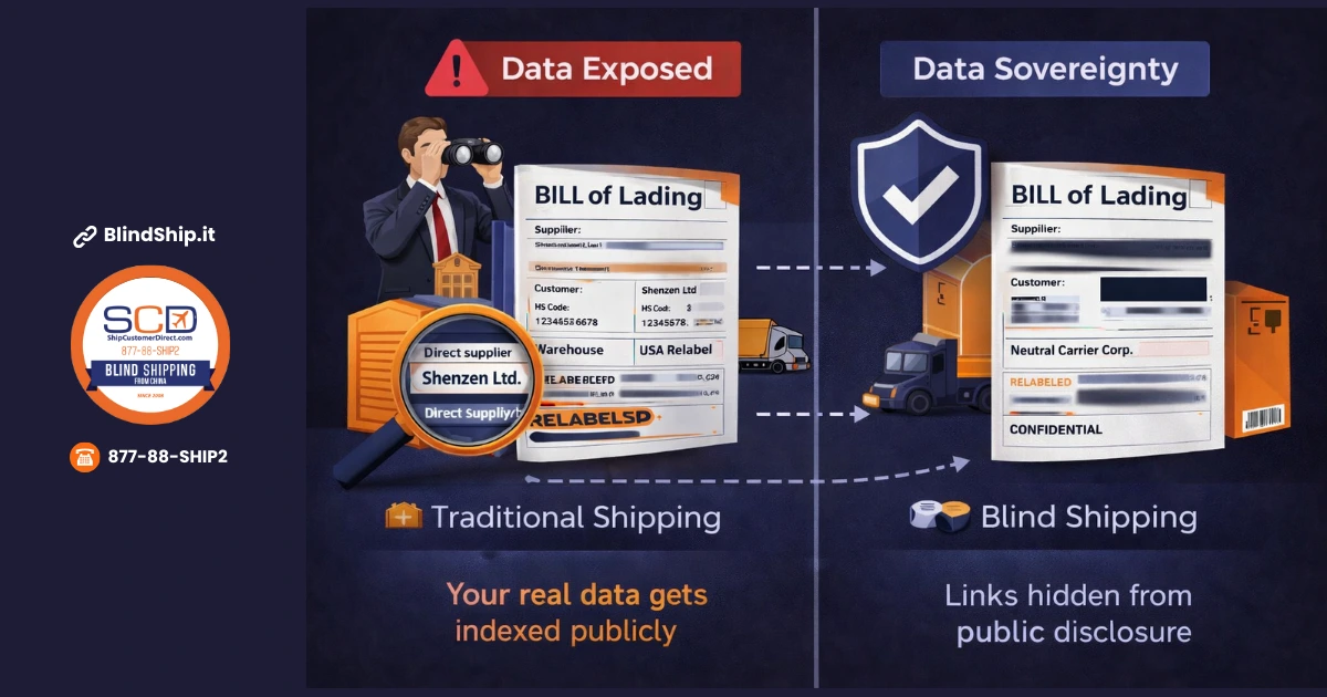 Traditional shipping vs blind shipping document flow